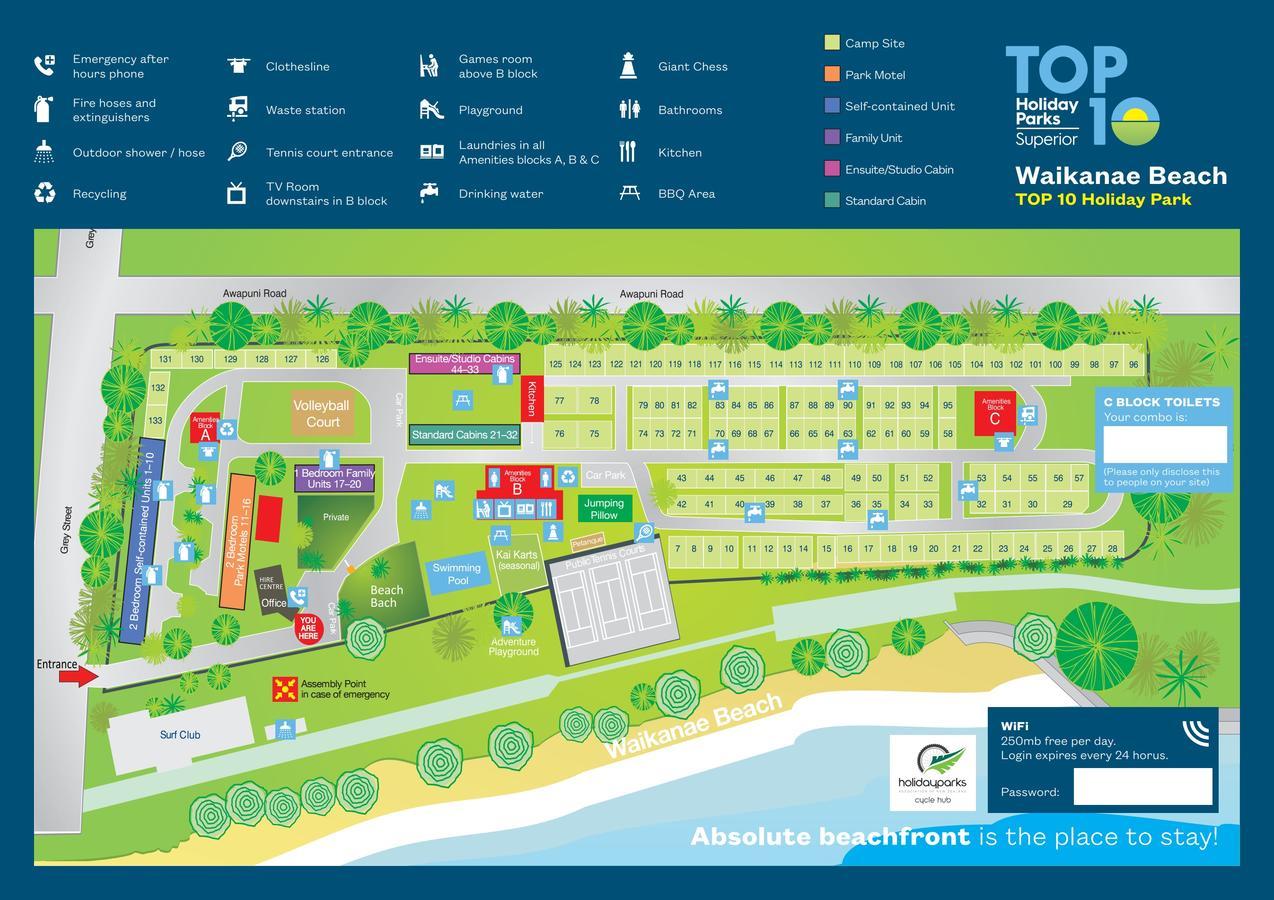 Waikanae Beach Top 10 Holiday Park جيسبورن المظهر الخارجي الصورة